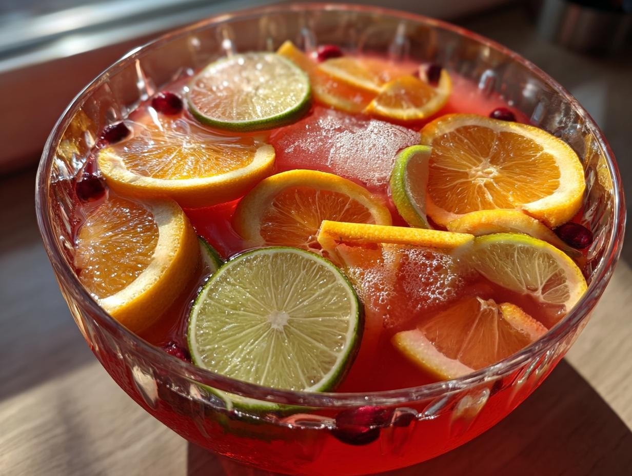 Irresistible 4-Ingredient Cranberry Orange Sherbet Punch Recipe