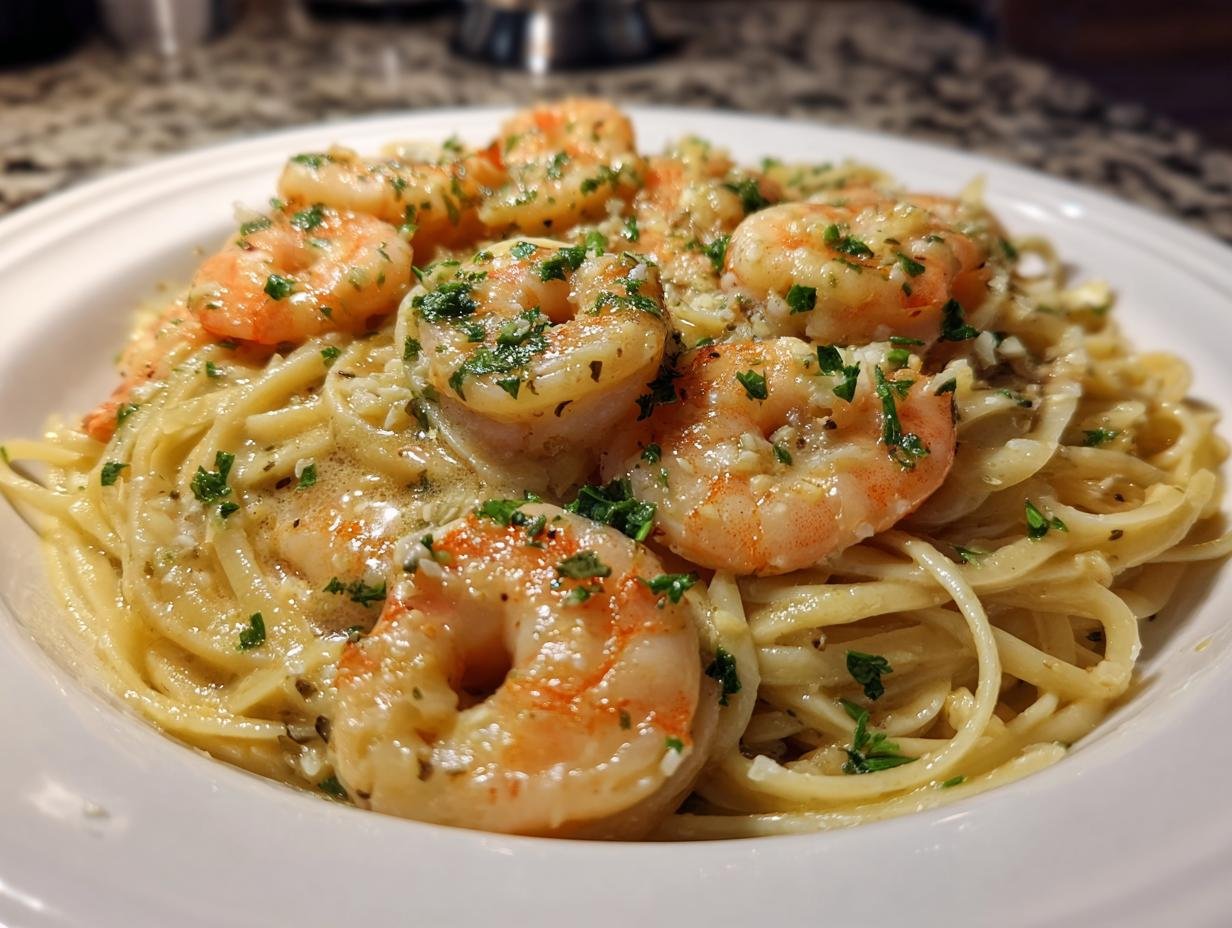 30-Minute Creamy Garlic Shrimp High Protein Pasta You’ll Crave
