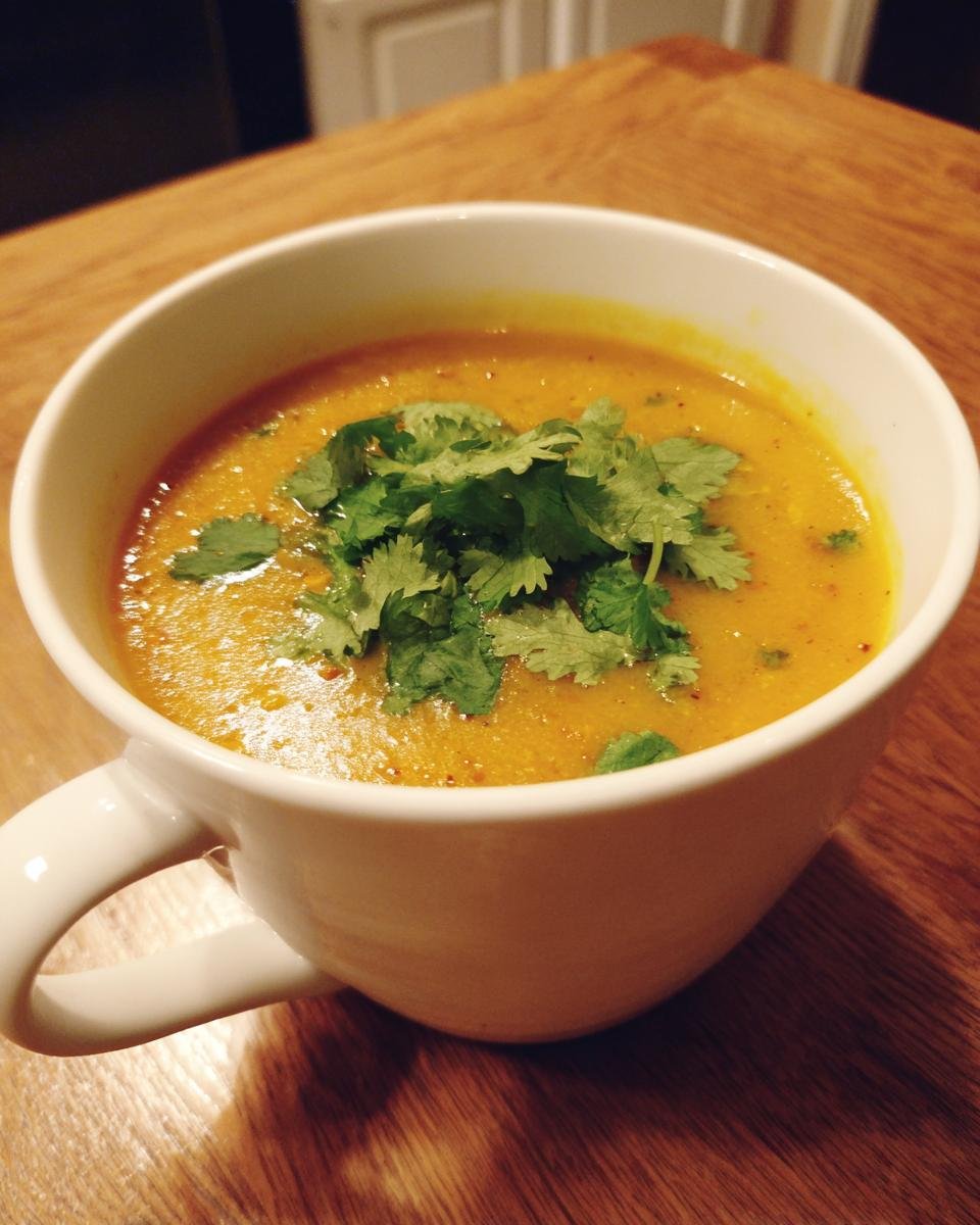 curried pumpkin lentil soup - detail 1
