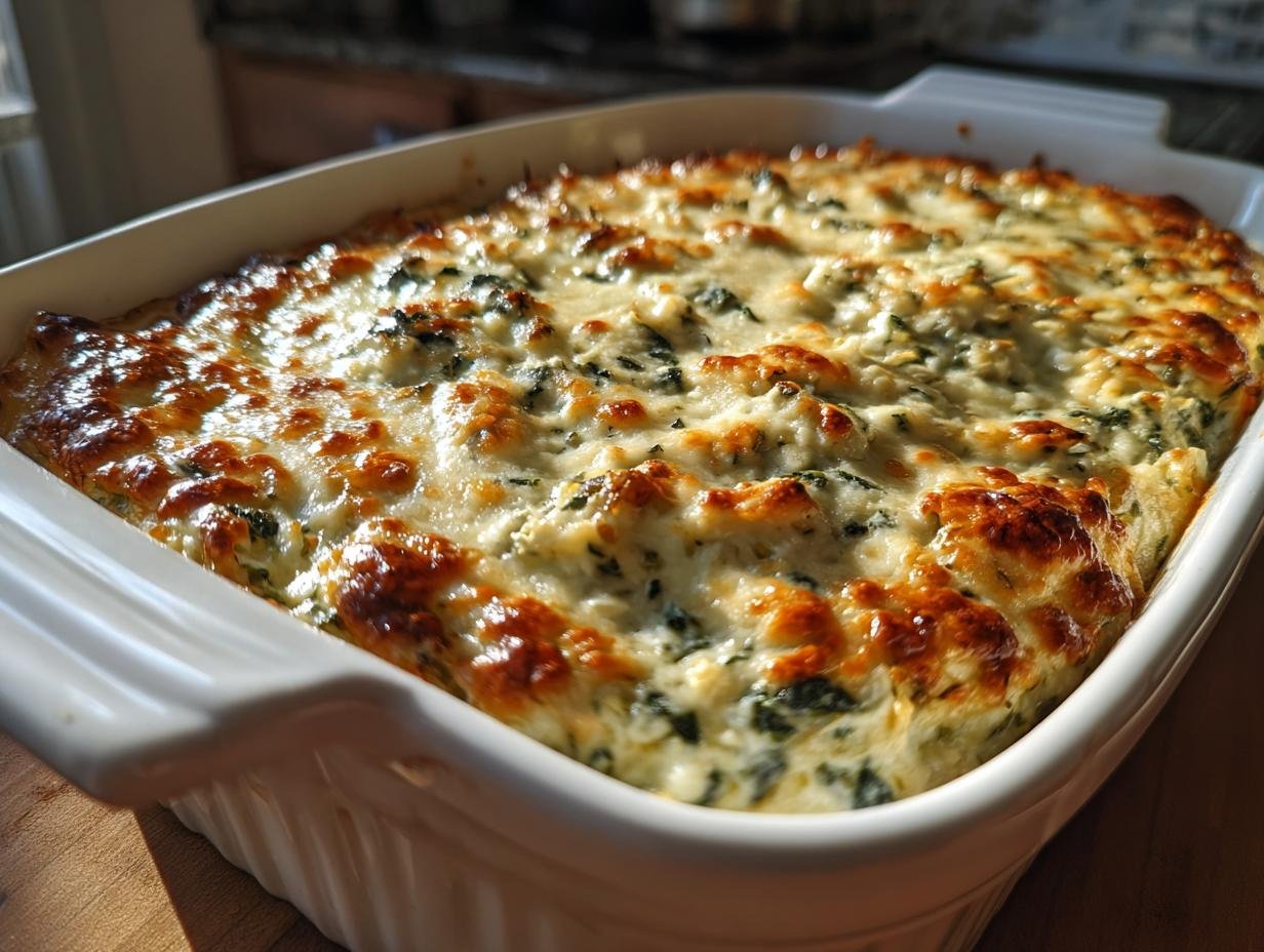 Easy Hot Spinach Artichoke Dip Recipe with 3 Cheeses