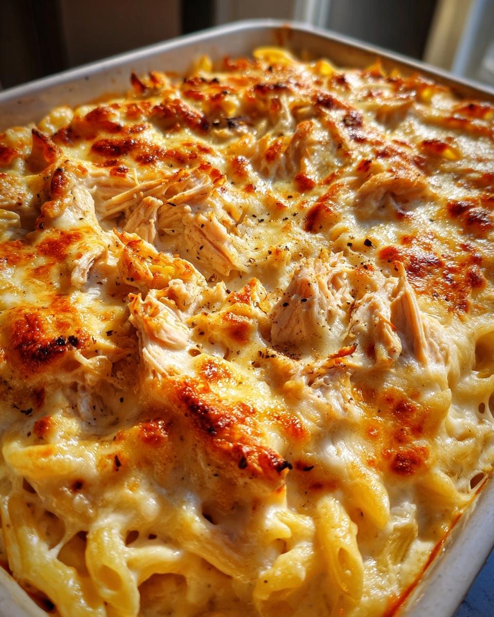 leftover turkey Alfredo pasta bake - detail 1