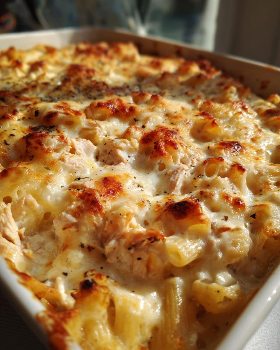 leftover turkey Alfredo pasta bake - detail 2