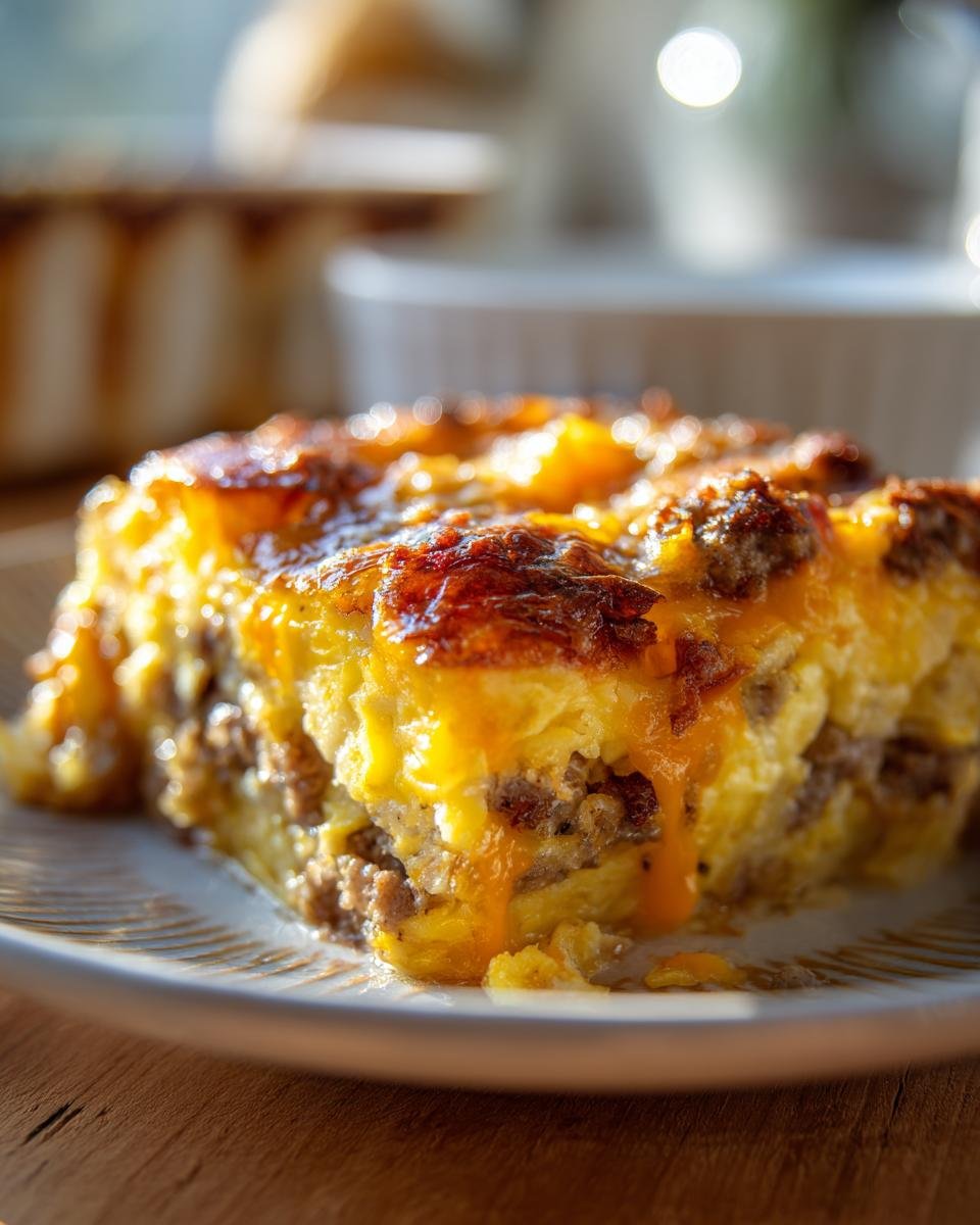 sausage hash brown breakfast casserole - detail 1