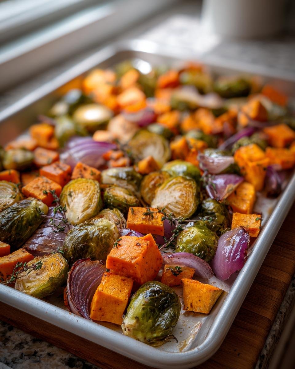 sheet pan roasted Thanksgiving vegetables - detail 1