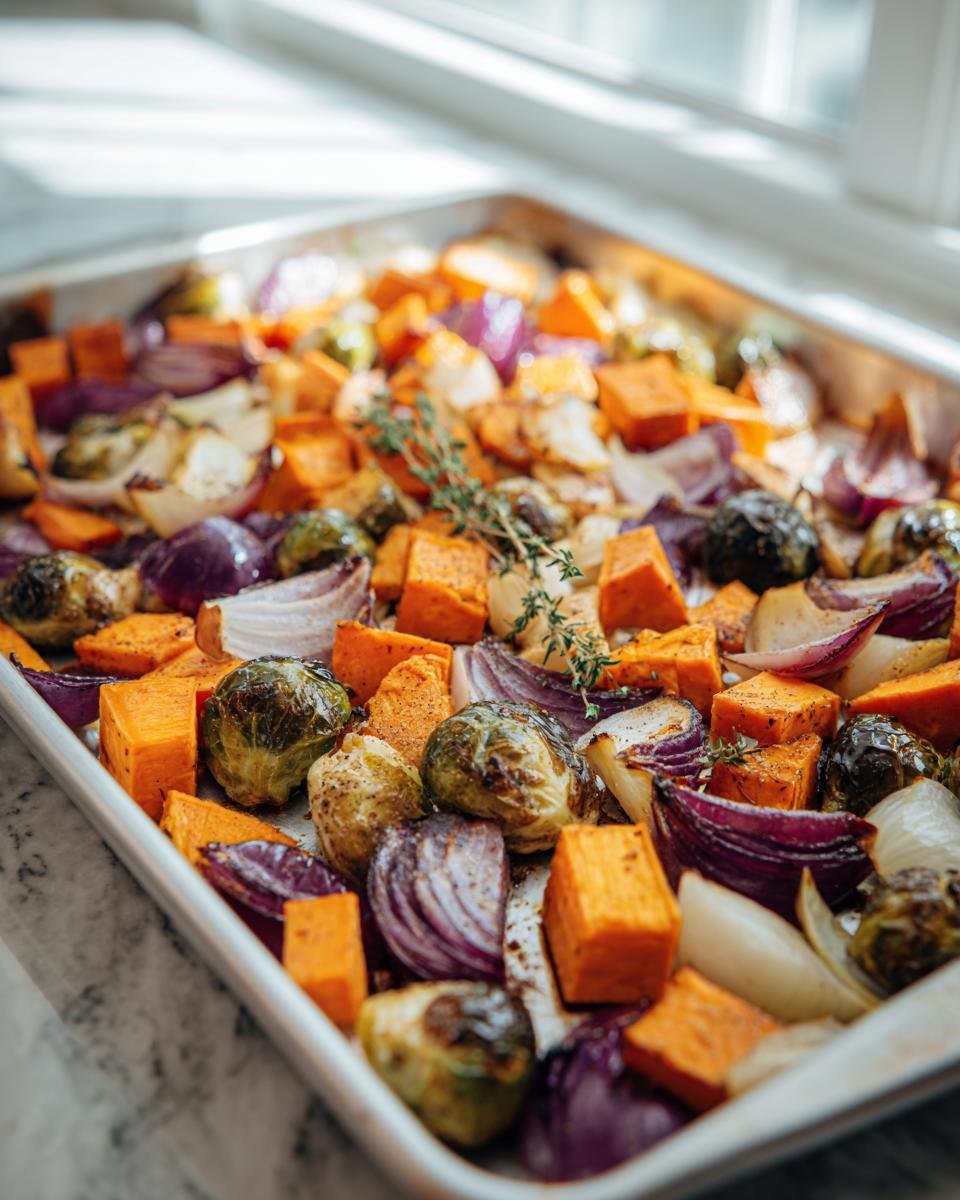 sheet pan roasted Thanksgiving vegetables - detail 2