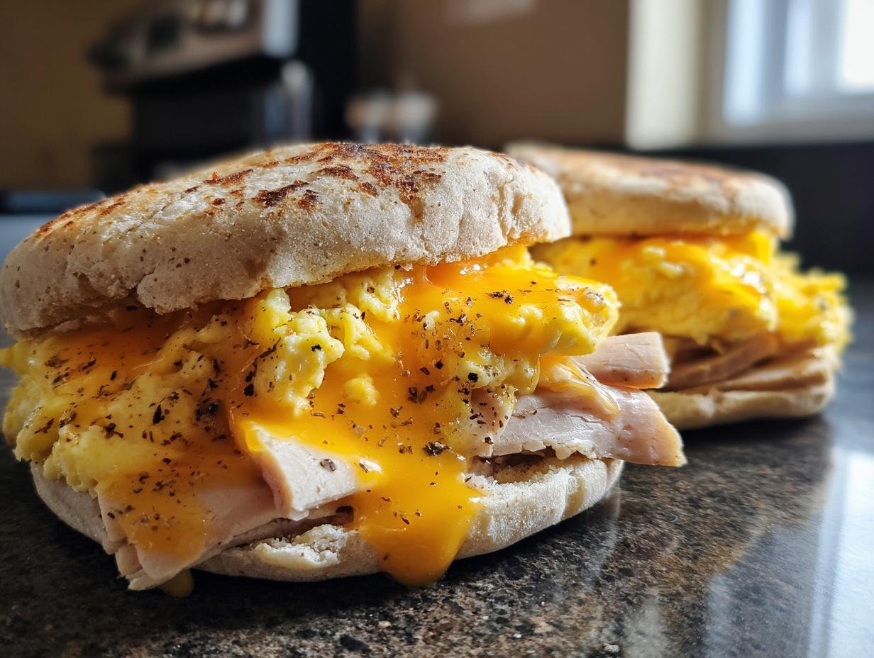 25g Protein English Muffin Egg & Turkey Sandwich You’ll Crave