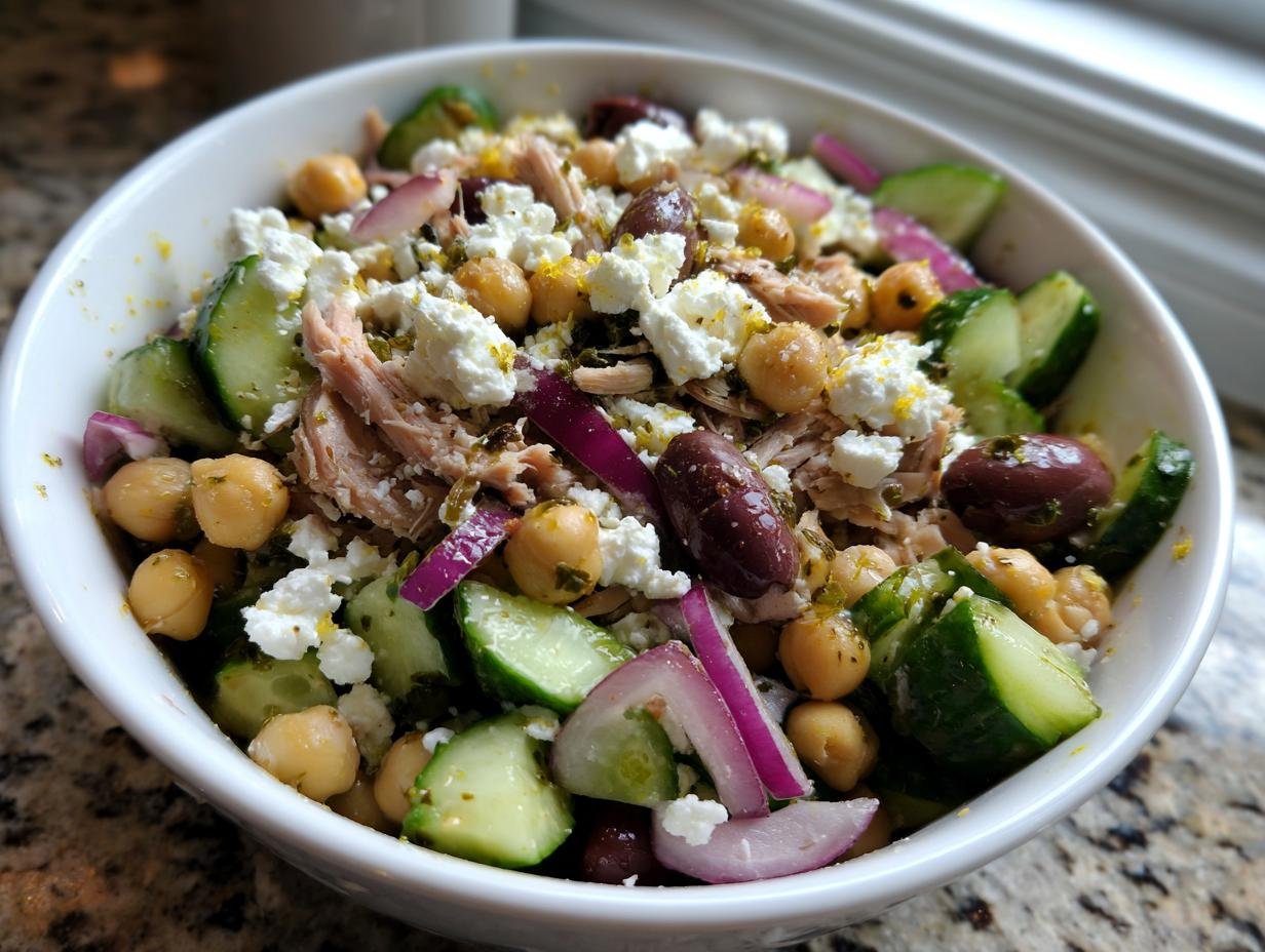 25g Protein Mediterranean Chickpea Tuna Salad – Irresistible & Easy