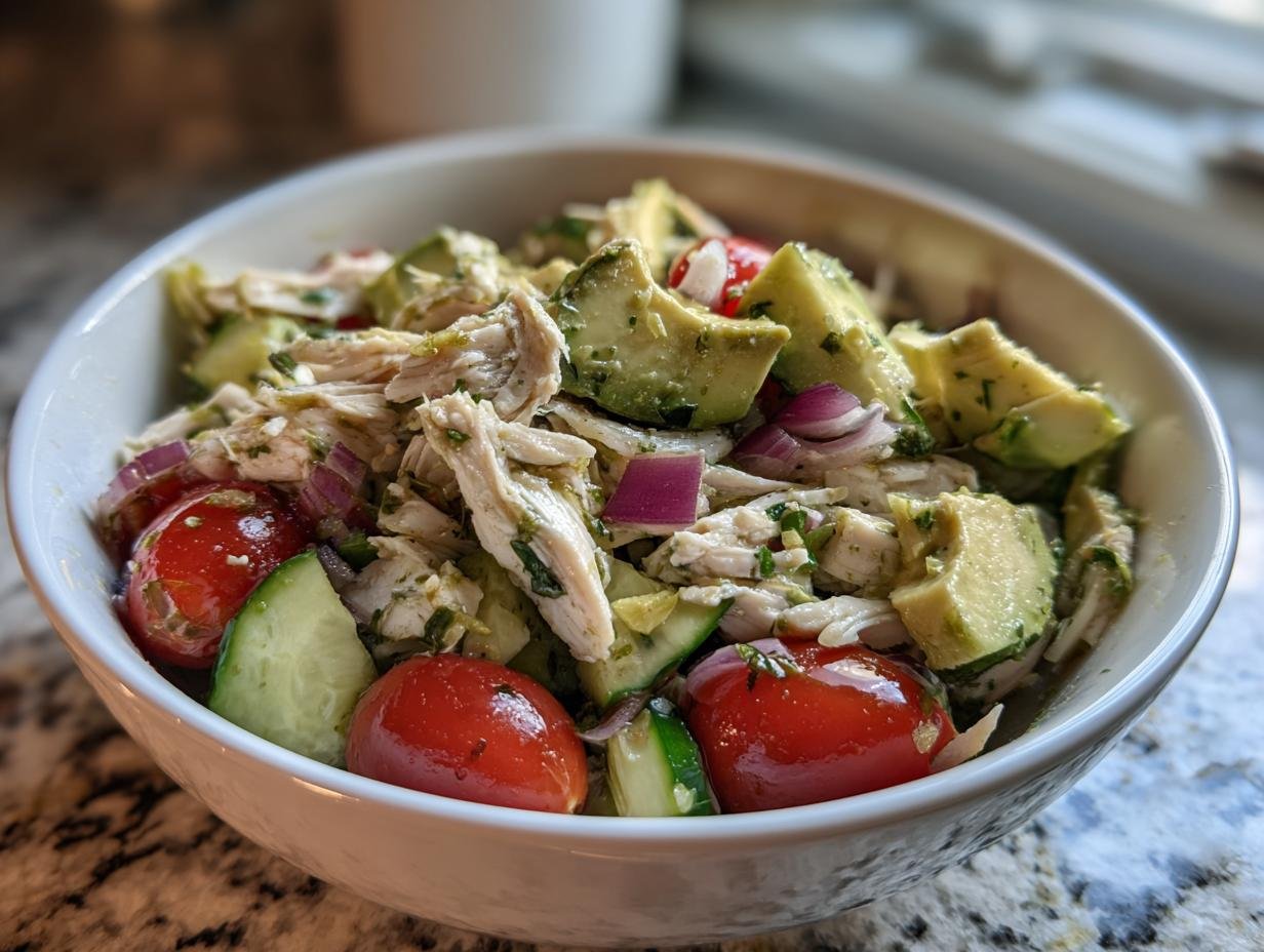 High Protein Chicken Avocado Salad in 10 Minutes – Easy & Tasty