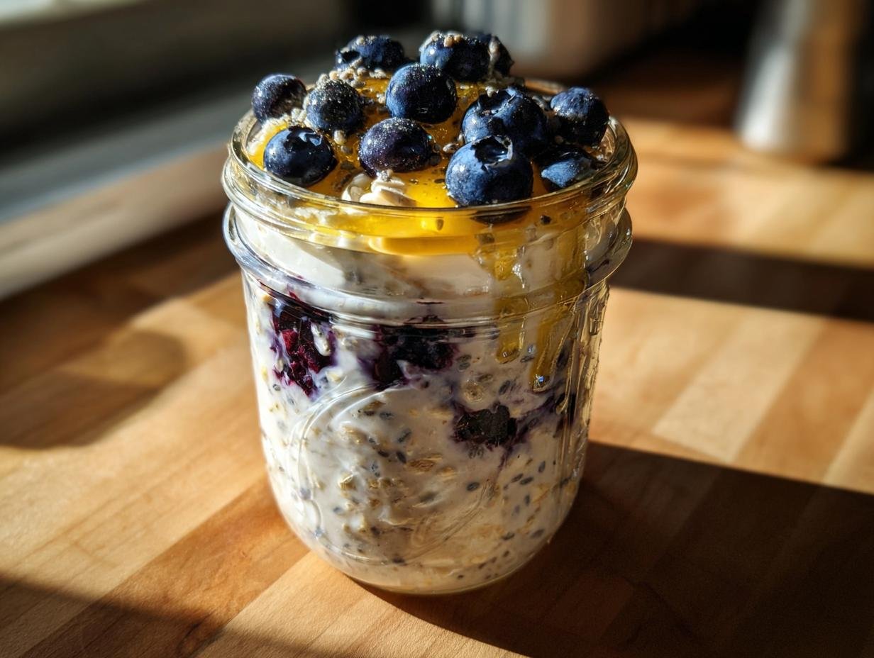 High Protein Lemon Blueberry Overnight Oats: 5-Minute Morning Bliss