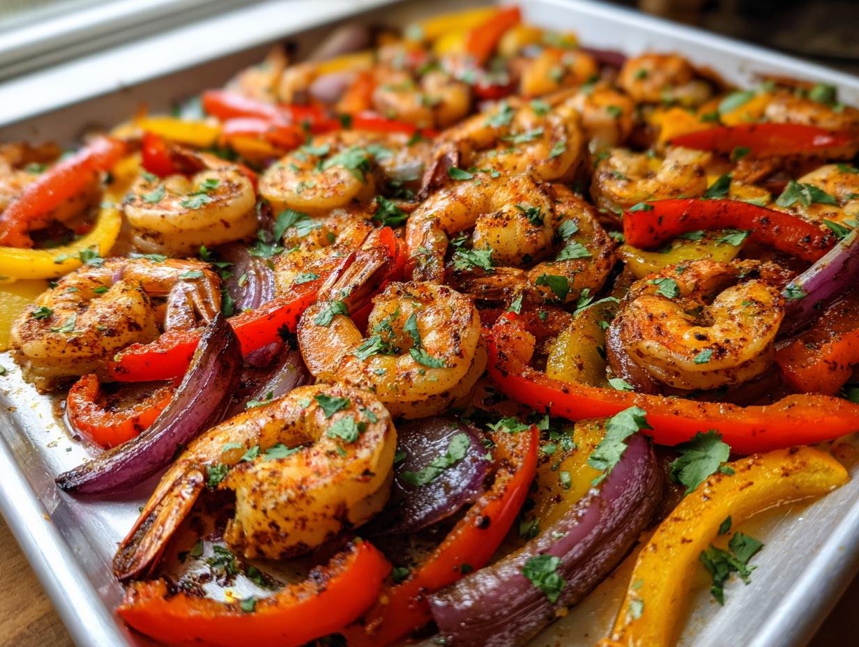 25g Protein Sheet Pan Fajita Shrimp – Juicy & Flavorful in 20 Minutes