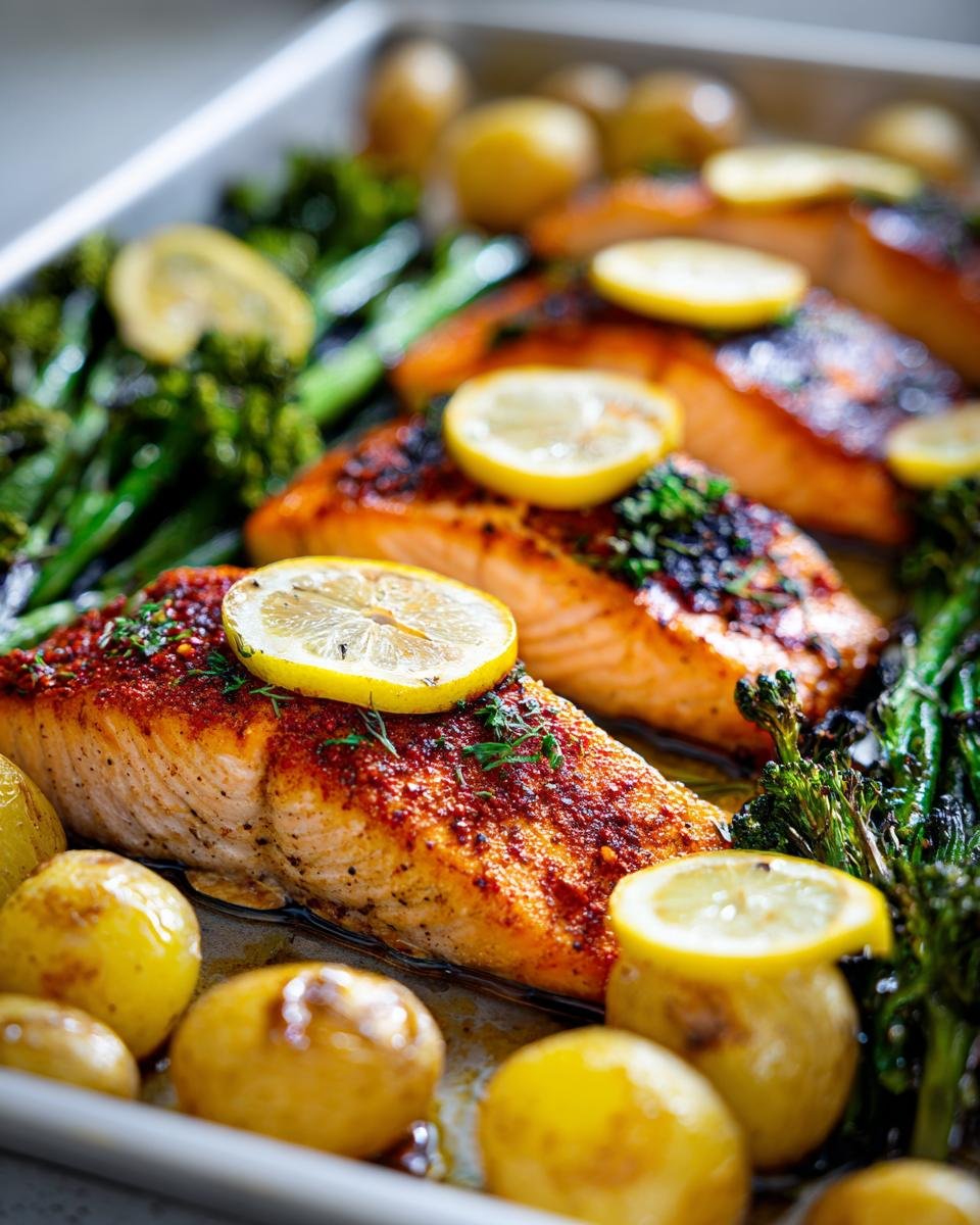 34g Protein Sheet Pan Salmon Dinner in 30 Minutes34g Protein Sheet Pan Salmon Dinner in 30 Minutes