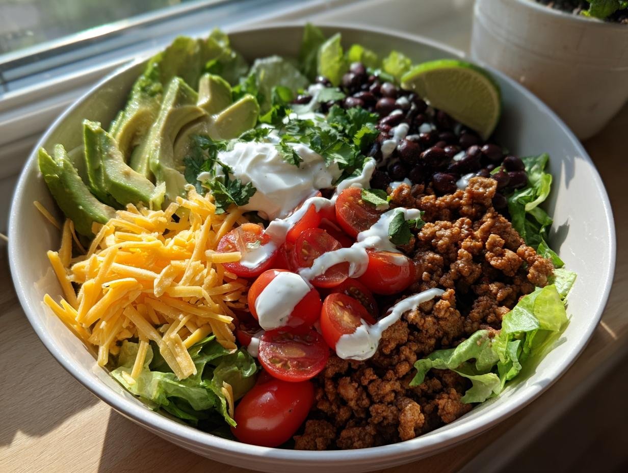 37g Protein High Protein Taco Salad Bowl That’s Irresistibly Tasty