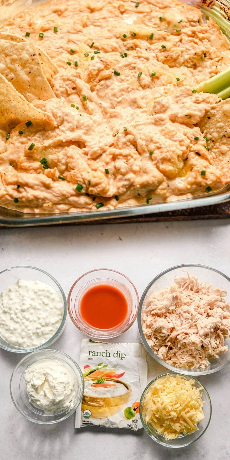Greek Yogurt Buffalo Chicken Dip without Cream Cheese
