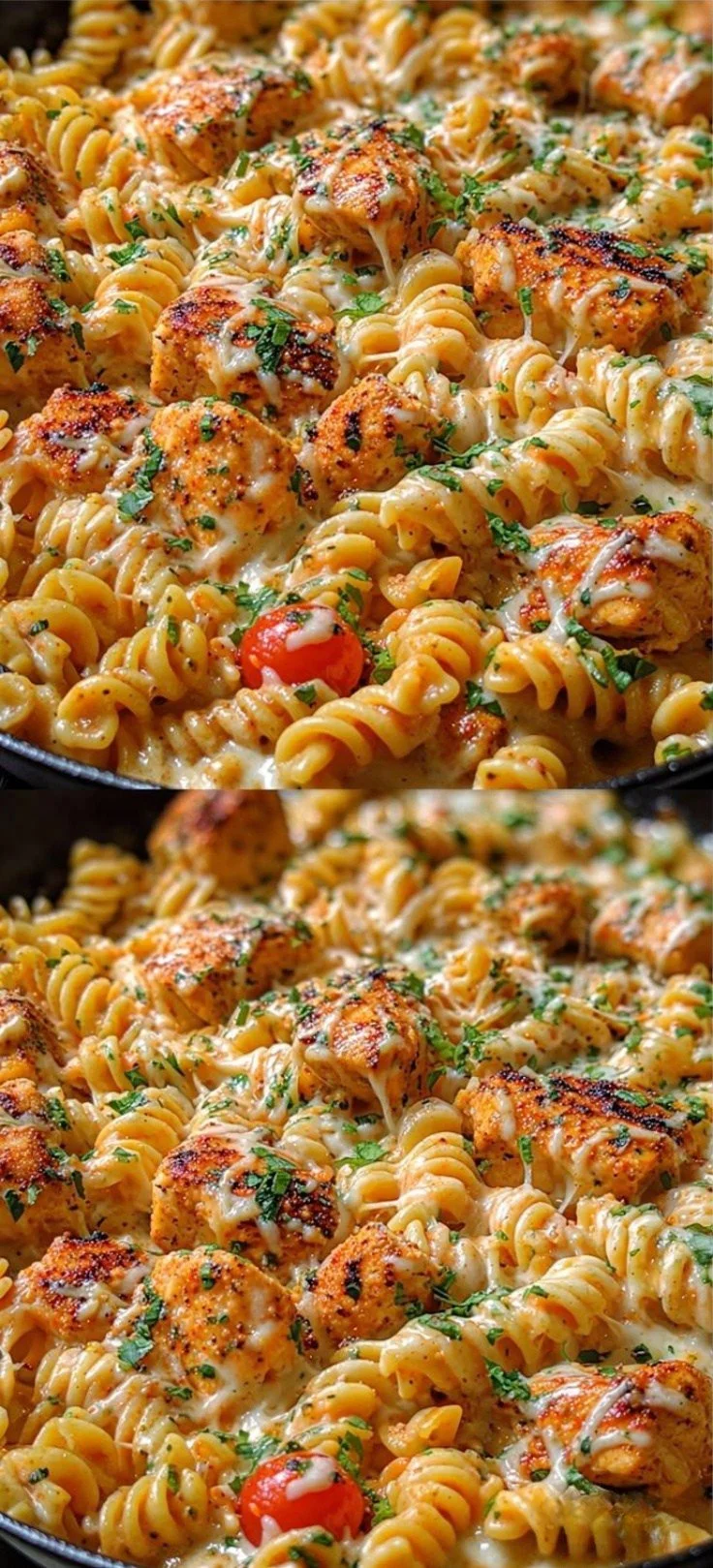High Protein Cheesy Cajun Garlic Chicken Rotini Skillet