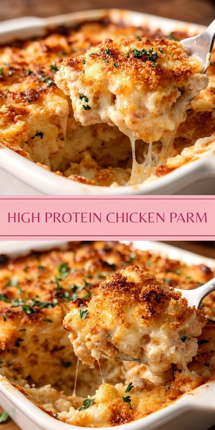 Irresistibly Cheesy High Protein Chicken Parmesan Casserole