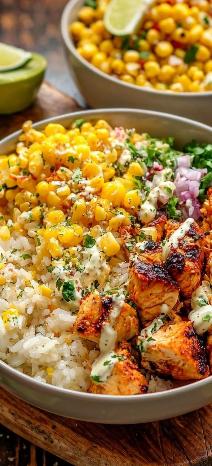Street Corn Chicken Rice Bowl